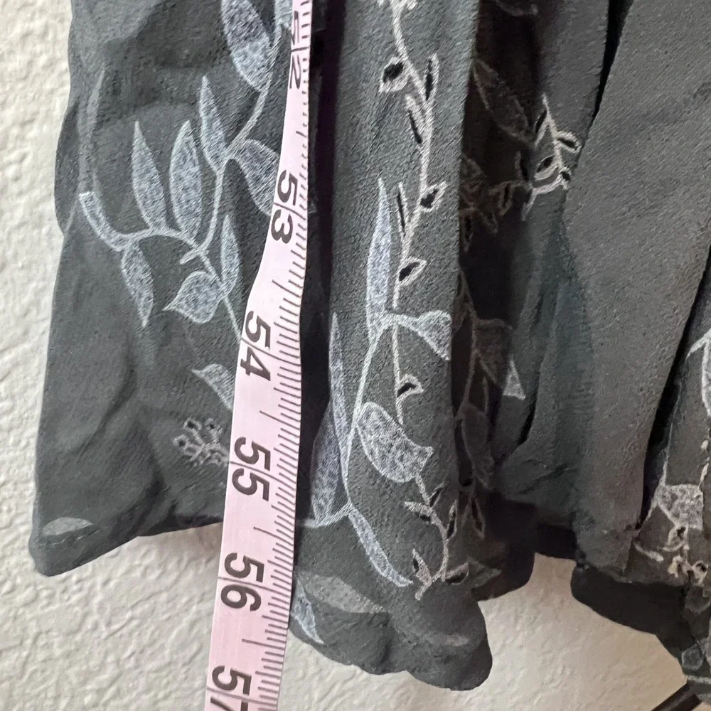 Vintage Y2K Merona Maxi Dress Womens 6 Gray Blue Floral Sheer Fairy Fairygrunge